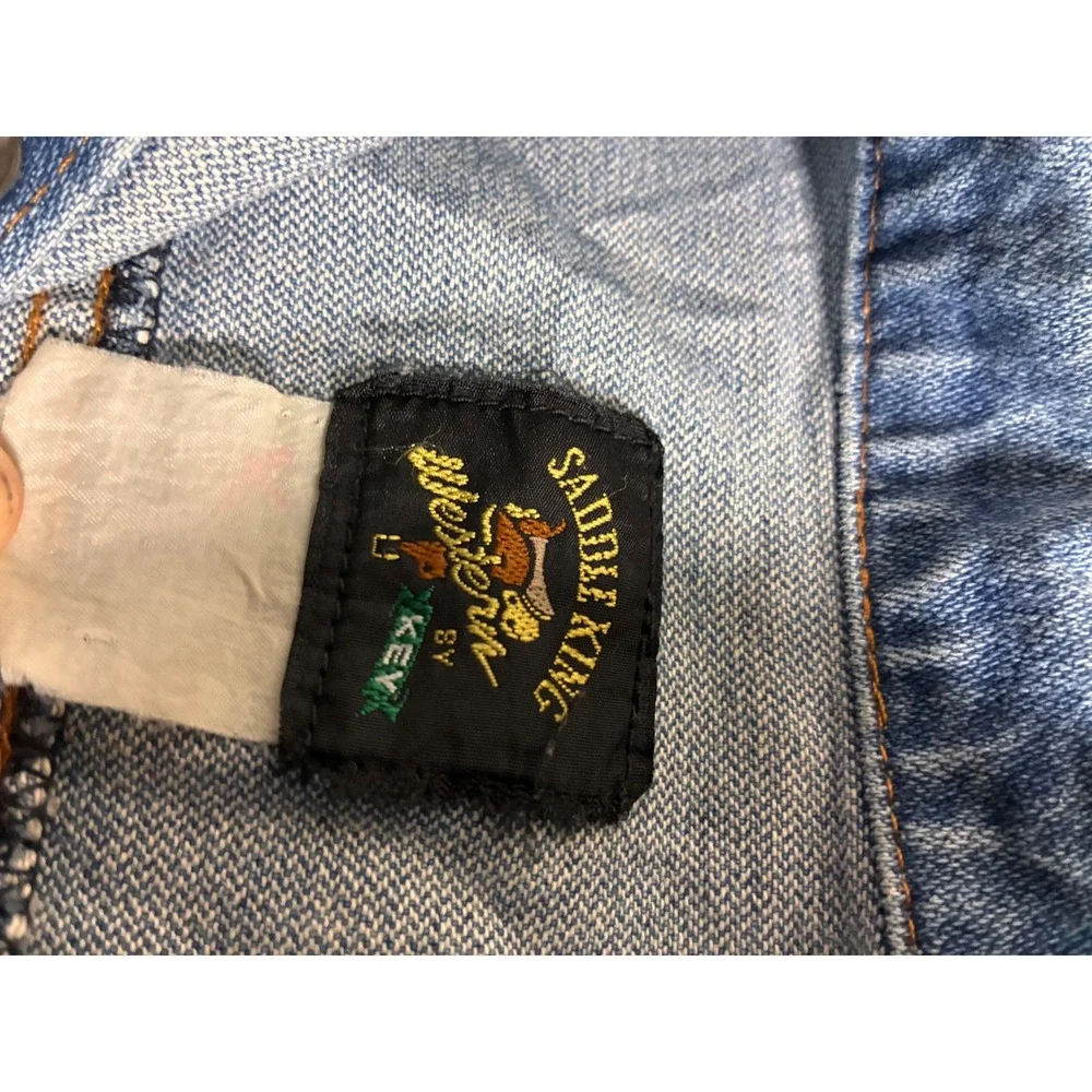 Saddle King Denim Trucker Jacket Youth M Blue Good Western Key Vintage Style